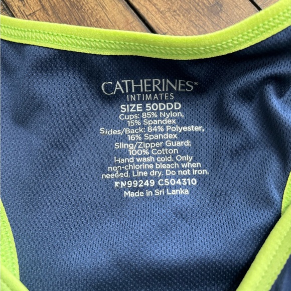 Catherines Navy and Neon Green Sports Bra - Picture 3 of 6